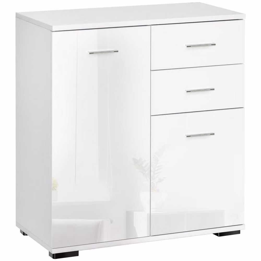 Wyld Haus Lodino High Gloss White Sideboard with 2 Drawers and 2 Doors – 2