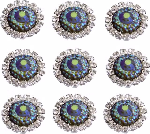Syntego Pack of 10 Blue Sparkling AB Resin and Diamante Embellishments