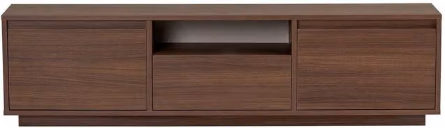 Calicosy Lume Modern TV Stand in Walnut with 3 Drop-Down Doors and 1 Niche, W: 160 cm, D: 42 cm, H: 30 cm