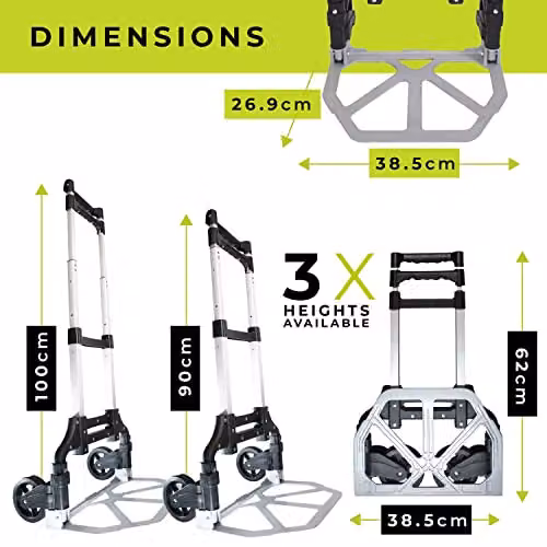 WMR Heavy Duty Aluminium Folding Hand Truck Trolley in Silver with 80kg Max Load Capacity – 3