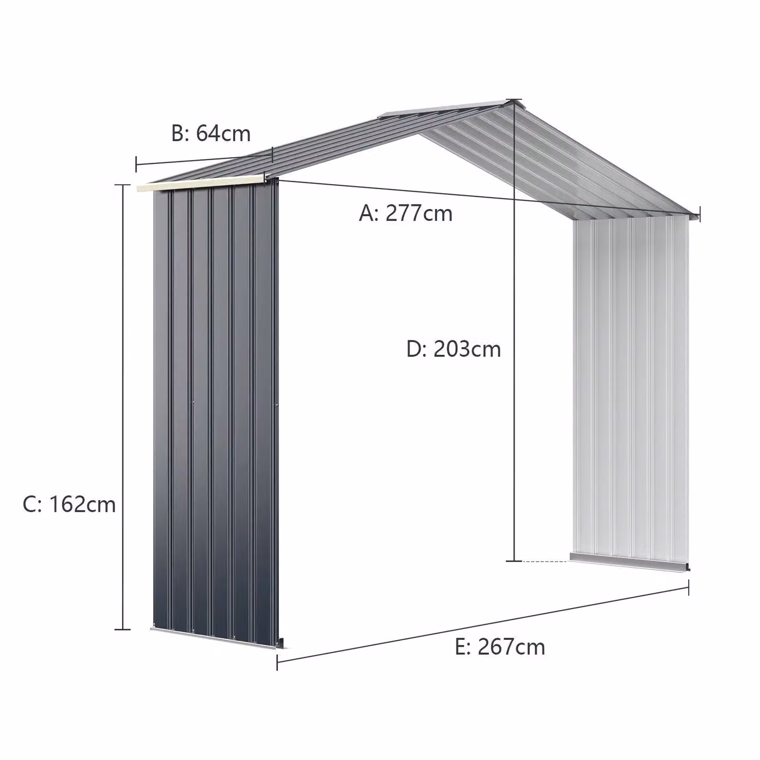 Costway Outdoor Storage Shed Extension Kit in Grey for 203 cm Shed Width – 2