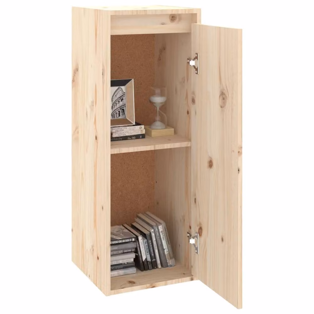 Berkfield Home Solid Wood Pine Wall Cabinet in Brown, W/D/H: 30 x 30 x 80 cm