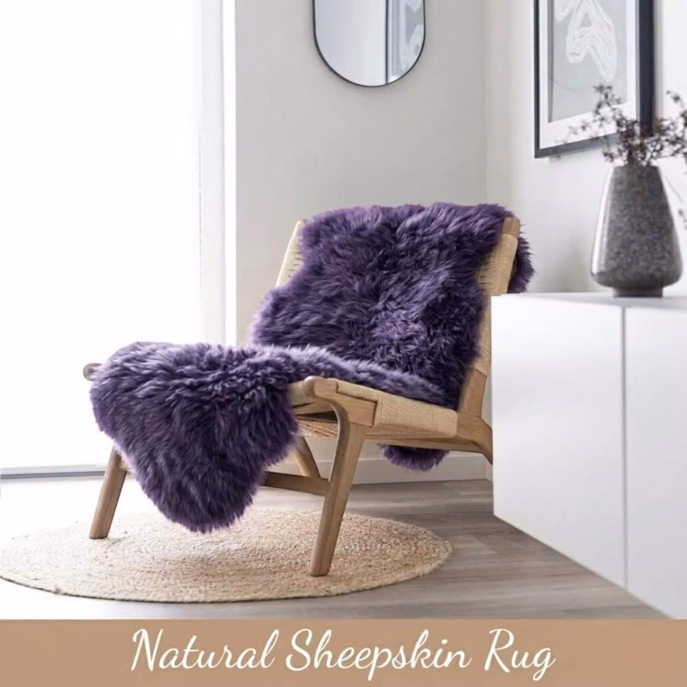 Infinity Leather Genuine Sheepskin Wool Rug in Purple, W/D: 180 x 60 cm – 4