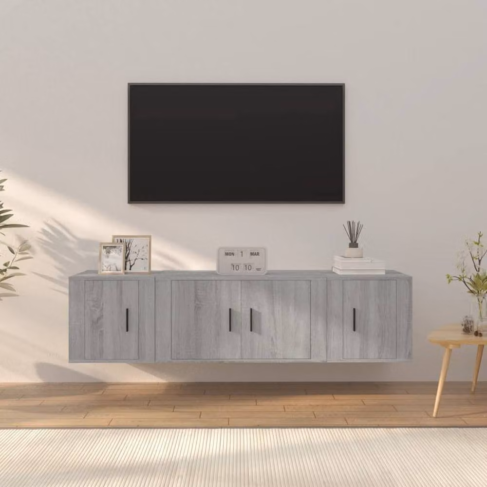 Berkfield Home Classic 3 Piece TV Cabinet Set in Grey Sonoma Matt MDF – 2