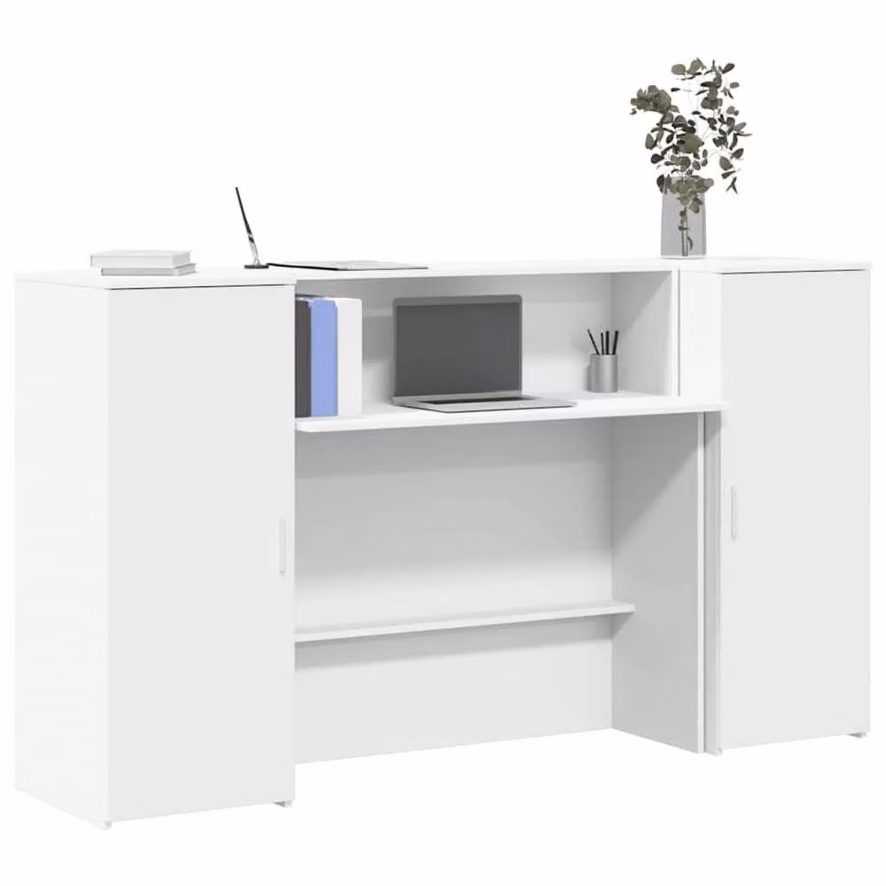 Berkfield Home Modern White Reception Desk in Engineered Wood W/D/H: 180 x 50 x 103.5 cm – 2