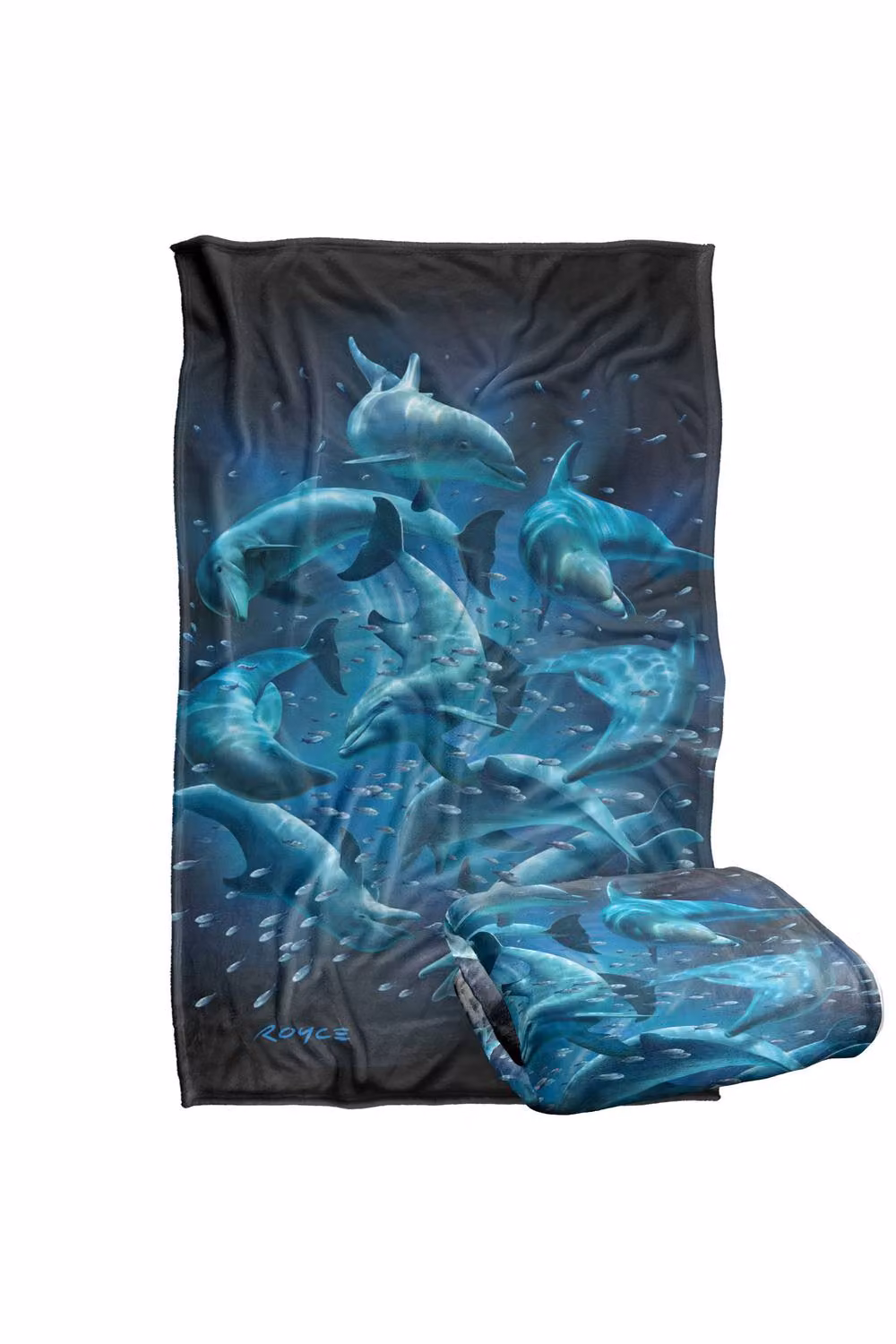 JQ Licensing Royce Mcclure Dolphin Twister Super Soft Silky Touch Fleece Throw Blanket in Blue and Multicolour, W/D/H: 91 x 147 cm – 7