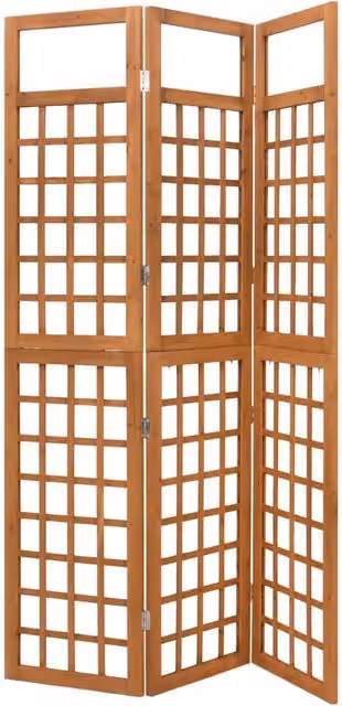 Berkfield Home 3-Panel Trellis Room Divider, Solid Fir Wood, Brown, W/H: 121 x 180.5 cm – 1