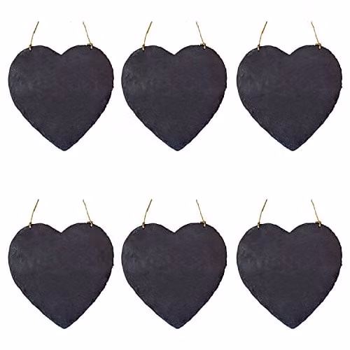 Nicola Spring Natural Slate Heart Hanging Chalkboard Notice Boards, Pack of 6, W/H: 24.5 x 24.5 cm – 1