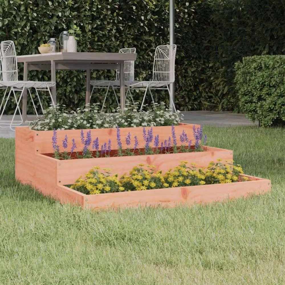 Berkfield Home Douglas Wood Planter in Light Tan, W/D/H: 78 x 78 x 27 cm – 2