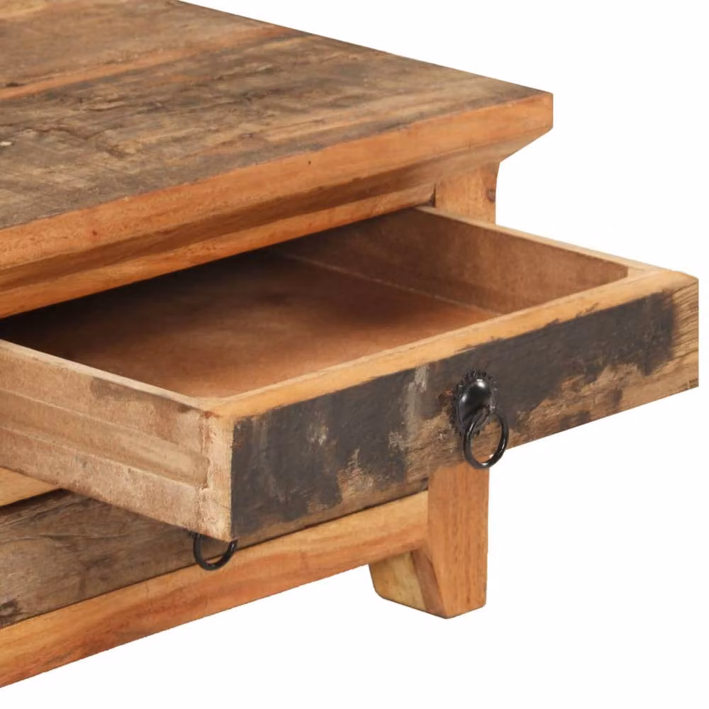 Berkfield Home Beautiful Rustic Acacia Wood Coffee Table in Brown, W/D/H: 90 x 50 x 31 cm – 4