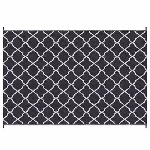 Outsunny Reversible Black Outdoor Garden Rug, W/D/H: 182 x 274 cm
