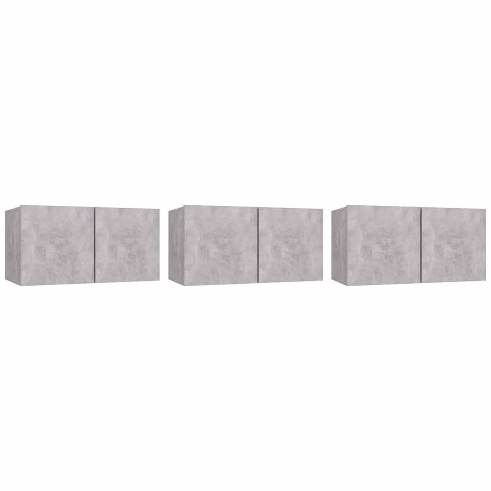 Berkfield Home Set of 3 Wall Mounted Hanging TV Cabinets in Concrete Grey, W/D/H: 60 x 30 x 30 cm – 2