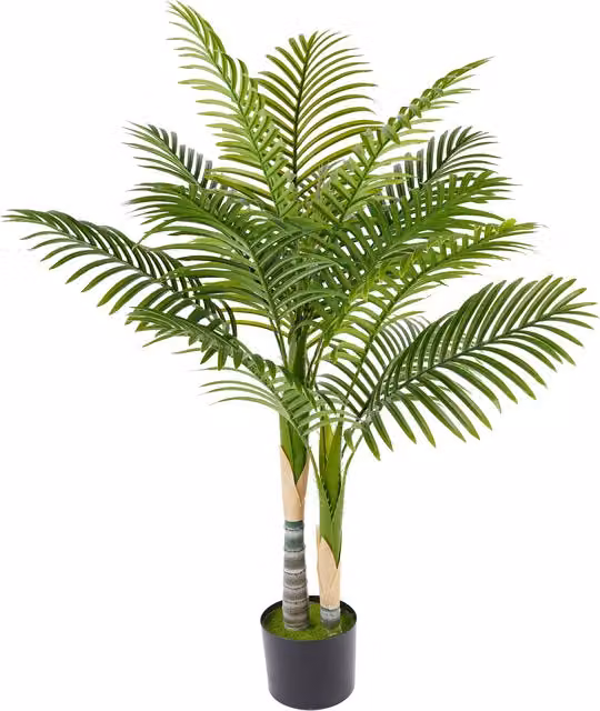 HOMCOM Artificial Palm Tree with 14 PEVA Leaves, 120 cm Decorative Green Plant with Pot and Moss Effect
