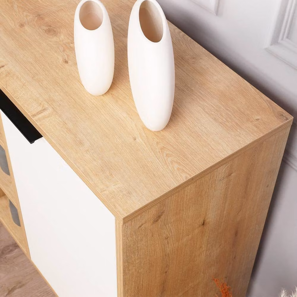 CALICOSY Clara Sideboard with 3 Niches and 3 Doors in White – 3