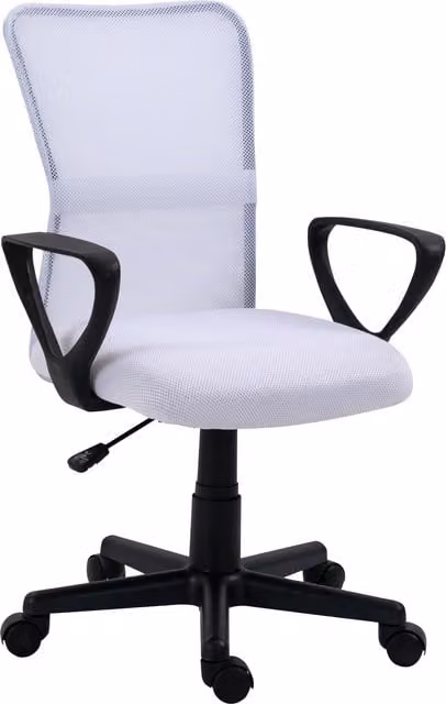 Nordlys Ergonomic Adjustable Office Chair with Armrests and White Fabric Seat on a Nylon Base
