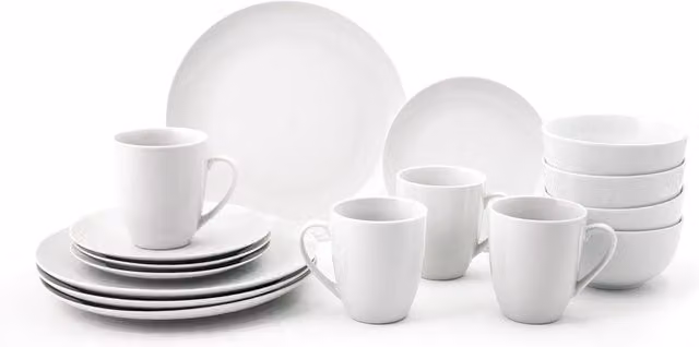 Simpa 16-Piece White Porcelain Dinnerware Set