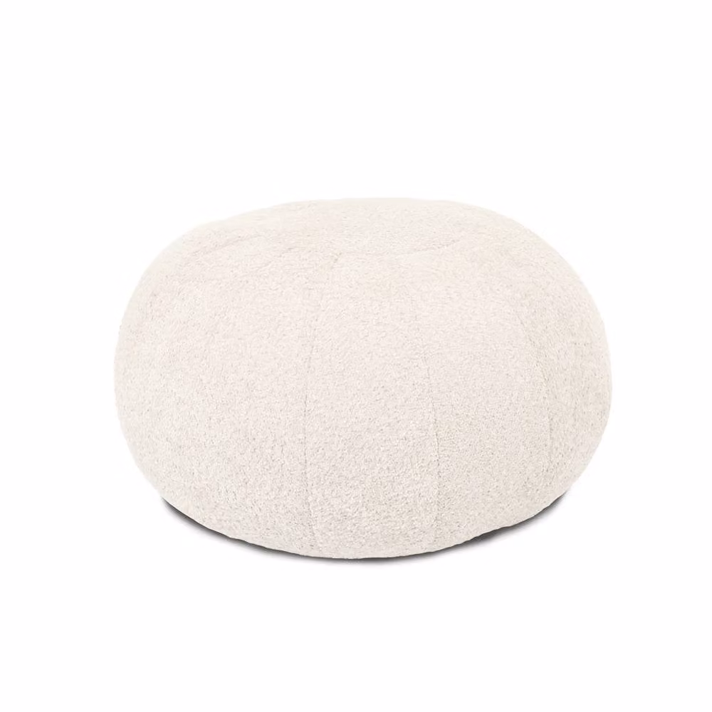 rucomfy Indoor Snug Pouffe Bean Bag Footstool in Cream Bouclé Fabric – 4