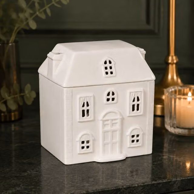 Marco Paul White Ceramic House Oil Burner for Tealights