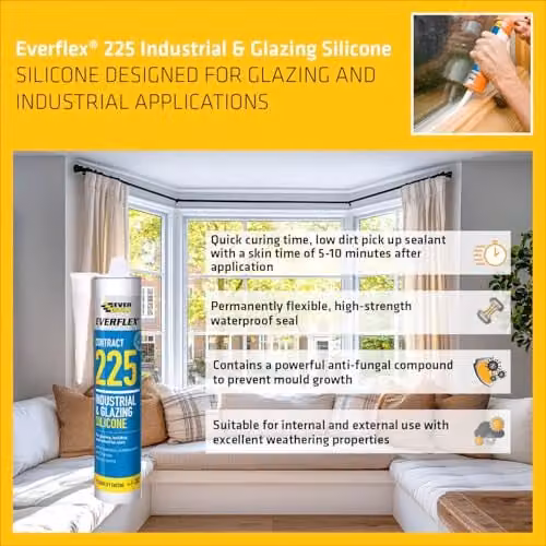 Everbuild Industrial and Glazing Flexible Silicone in Grey or Silver, 310ml – 3