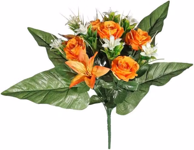KDMD Orange Pembroke Starflower Mixed Summer Posy Tabletop Floral Arrangement