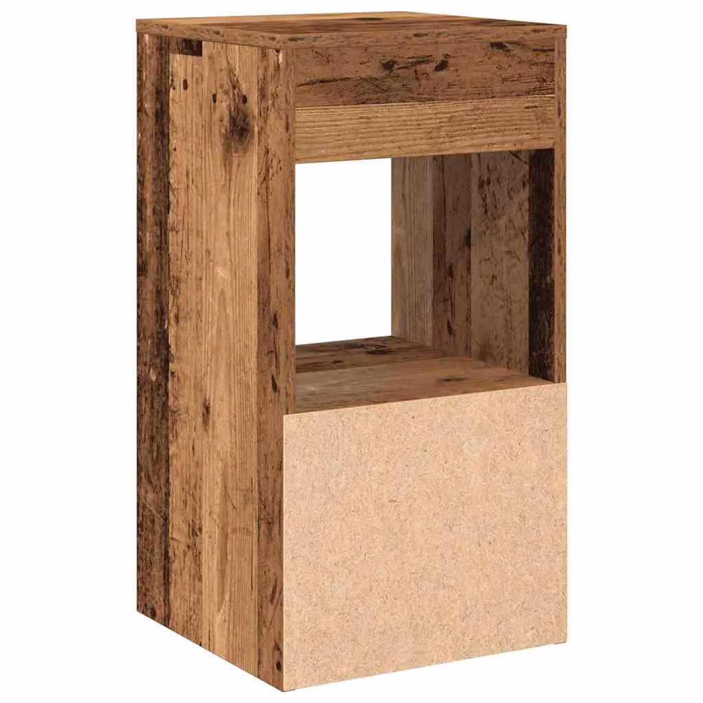 Berkfield Home Set of 2 Bedside Cabinets with Drawer in Old Wood Brown, W/D/H: 35 x 34 x 66.5 cm – 4