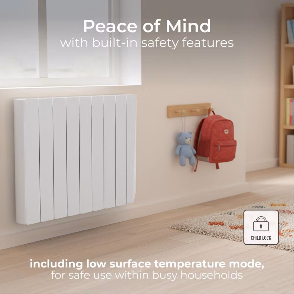 Masterplug SmartEnergy Wall Mounted Oil-Filled Radiator, 1500W, White with Wi-Fi and App Control – 4