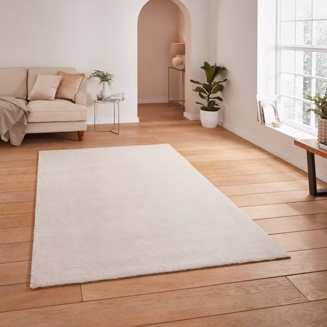 Terrys Woven Washable Rectangular Rug in Beige