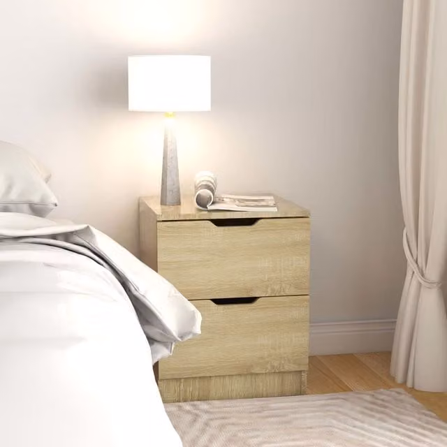 Berkfield Home Sonoma Oak Bedside Cabinet in Brown, W/D/H: 40 x 40 x 50 cm