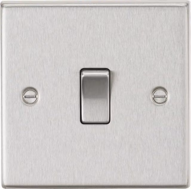 Knightsbridge 10AX 1G Intermediate Switch in Brushed Chrome with Square Edge Design CS12BC