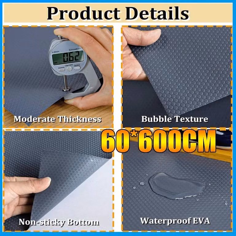 FLAVORA Grey Non-Slip Waterproof Wallpaper Bulk Roll W: 60 cm, L: 600 cm