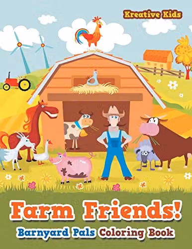 Kreative Kids Farm Friends! Barnyard Pals Colouring Book for Children, Multicolour