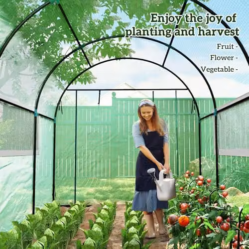 Outsunny Green Polytunnel Greenhouse with Window and Steel Frame, W/D/H: 3 x 2 x 2 m – 4