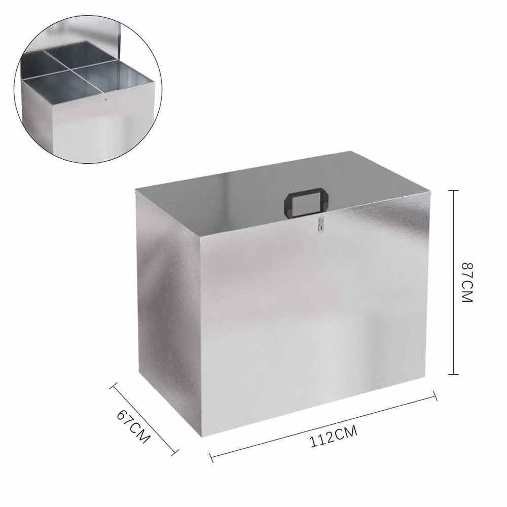 SPETLEK Lockable 2 Compartment Galvanised Steel Feed Bins in Silver, 1000L – 2