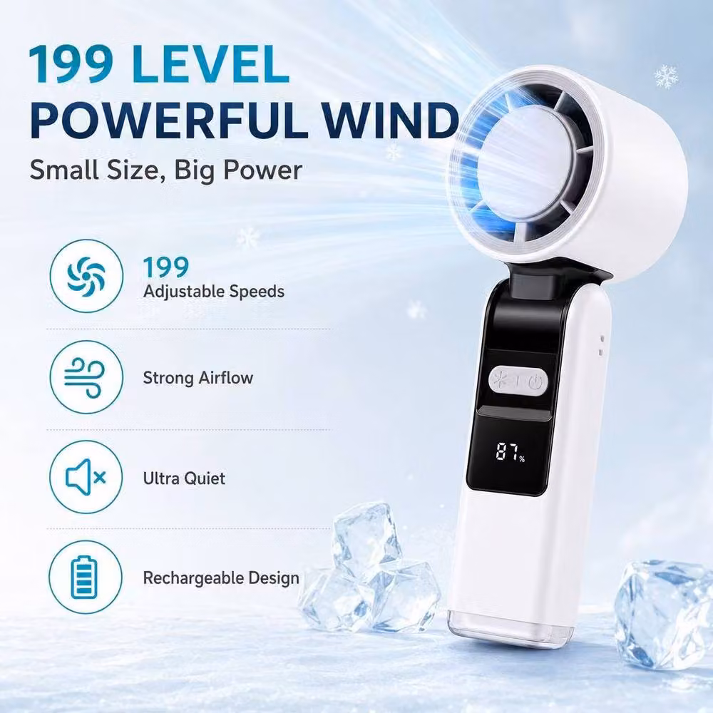 BluCore ICE COOLING White Rechargeable Mini Foldable Fan – 3
