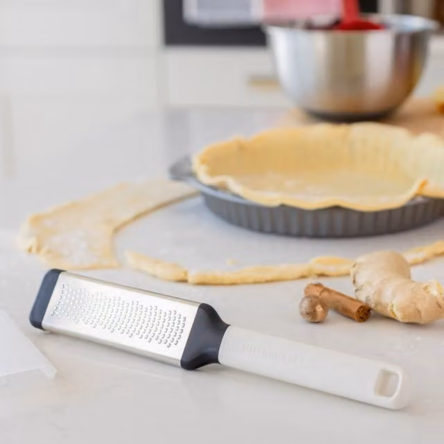 KitchenAid Fine Grater in White Stainless Steel with Non-Slip Base and Dishwasher Safe Design