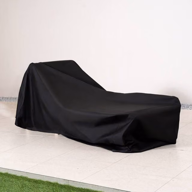 Direct Wicker Heavy-Duty Waterproof Polyester Sun Lounger Cover in Black