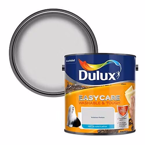 Dulux Easycare Washable and Tough Matt Emulsion Paint for Walls and Ceilings, Polished Pebble Grey, 2.5 Litres – 1