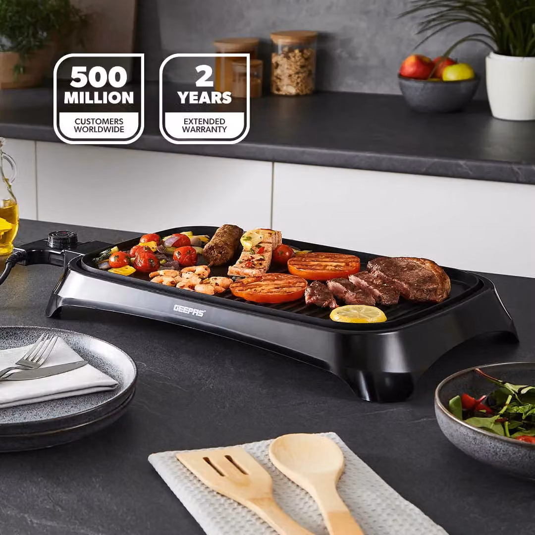 Geepas 1600W Electric BBQ Grill Hot Plate Indoor Barbecue Griddle in Black – 2