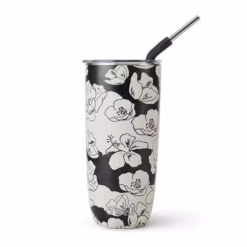 S'well Stainless Steel Tumbler in Anthracite Grey Floral, 700ml – 1
