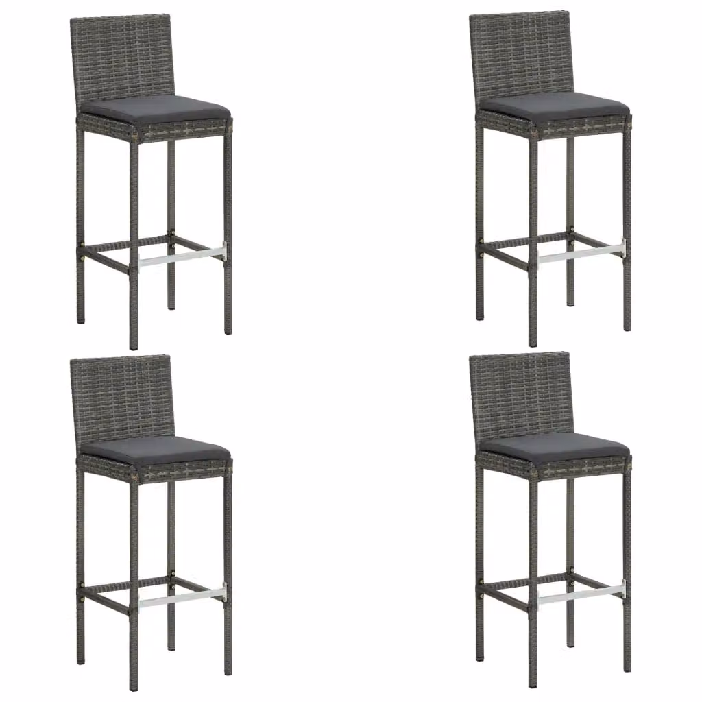 Berkfield Home 5 Piece Grey Poly Rattan Garden Bar Set with Cushions – 1