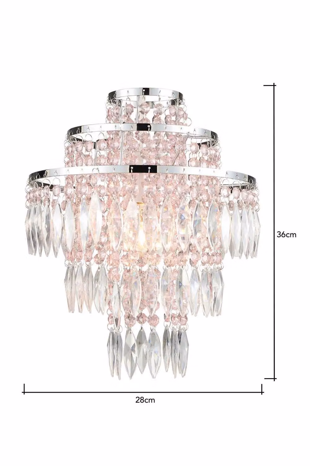 BHS Lighting Glow Jewelled Easy Fit Round Light Shade in Silver and Chrome with Crystal Details – 2