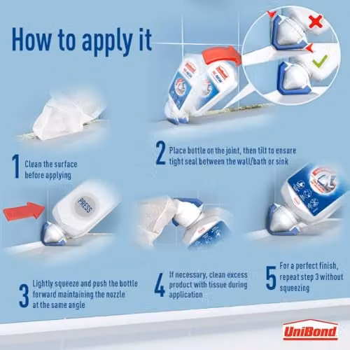 Unibond Re-New White Mould Resistant Silicone Sealant, 80ml – 4