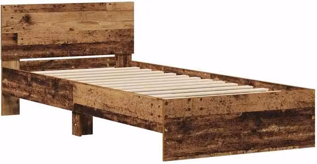Berkfield Home Rustic Pine Bed Frame with Headboard in Brown, W/D/H: 190 x 75 x 75 cm