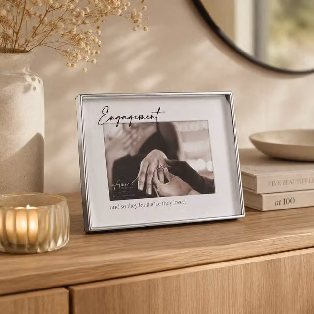 Amore by Juliana Silver and Glass Rectangular Single Photo Frame for Wedding Gifts, W/H: 15.24 x 15.24 cm – 1