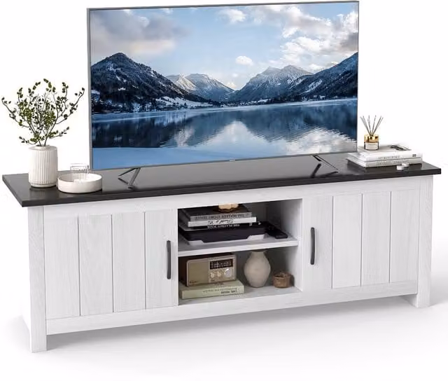 COSTWAY Modern Matt Black TV Console Table for your Living Room