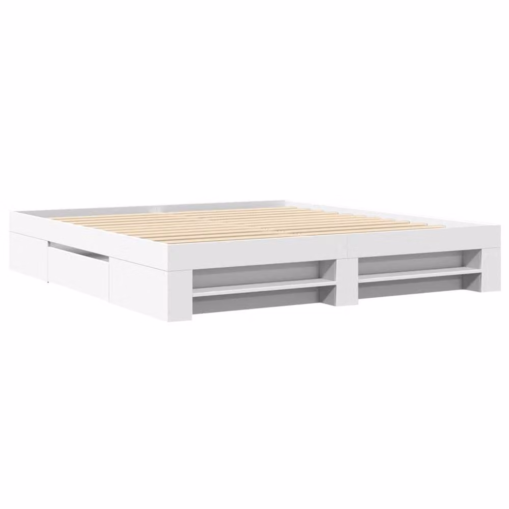 Berkfield Home White Engineered Wood Bed Frame with Drawers, W/D/H: 200 x 200 cm – 3