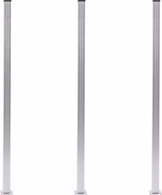 Berkfield Home Rectangular Aluminium and Steel Fence Posts, Silver, Height: 185 cm, Pack of 3 – 1