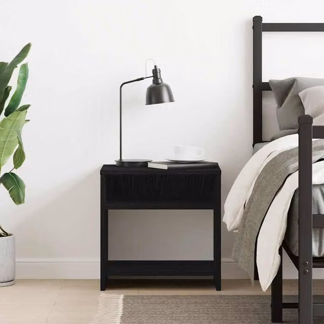 Berkfield Home Timeless Bedside Cabinet in Black Oak, W/D/H: 40 x 30 x 40 cm