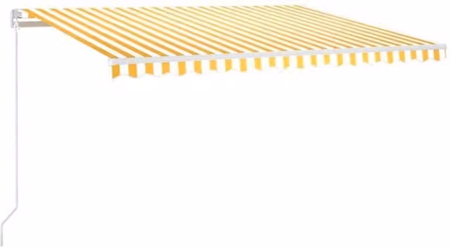 Berkfield Home Manual Retractable Awning with LED, Yellow Striped, W/D/H: 400 x 350 cm