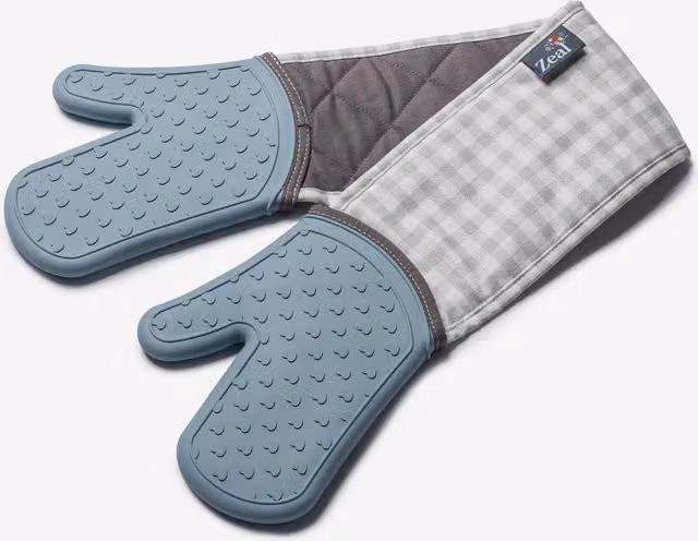 Zeal Steam Stop Waterproof Silicone Double Oven Gloves in Blue